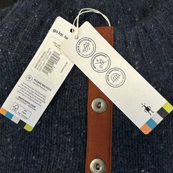 SmartWool Men's Heavy Henley Pull-over Sweater Size XXL Deep Navy Heather - Picture 10 of 12